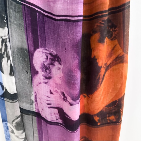 Suzi Roher Modal Silk Scarf Made In Italy Frayed Edge Art Print Movie Portrait - Picture 2 of 7